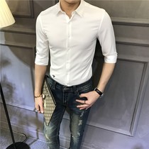 Hair Stylist Handsome Mid Sleeve Embroidery Short Sleeve Shirt Man 2021 Summer New Fashion 100 Ride Tide sweaters