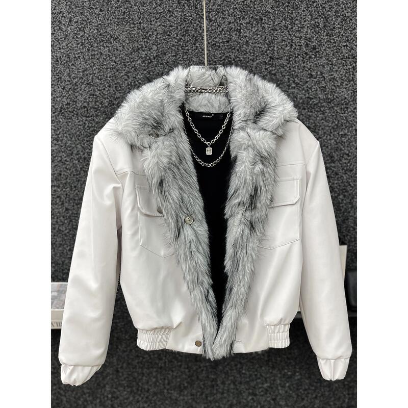 Trendy, Cool, High-End Style, Large Fur Collar, Mountain Carving Jacket, Men's Winter Cotton Coat, Short Jacket, Cotton Clothing, Men's Top