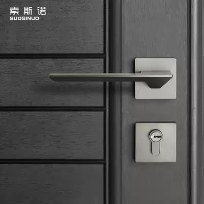 Nordic door lock indoor bedroom silent door handle modern silver two-piece lock powder room simple magnetic door lock