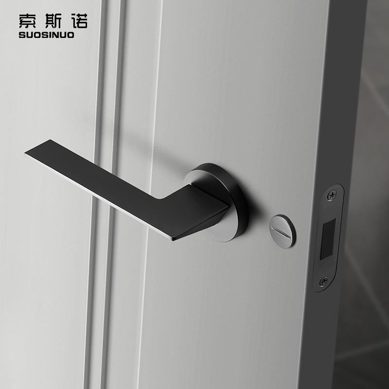 Sosno Door Lock Indoor Bedroom Door Lock Modern Nordic Gray Black Door Lock Minimum Magnetic Suction Two-Piece Lock