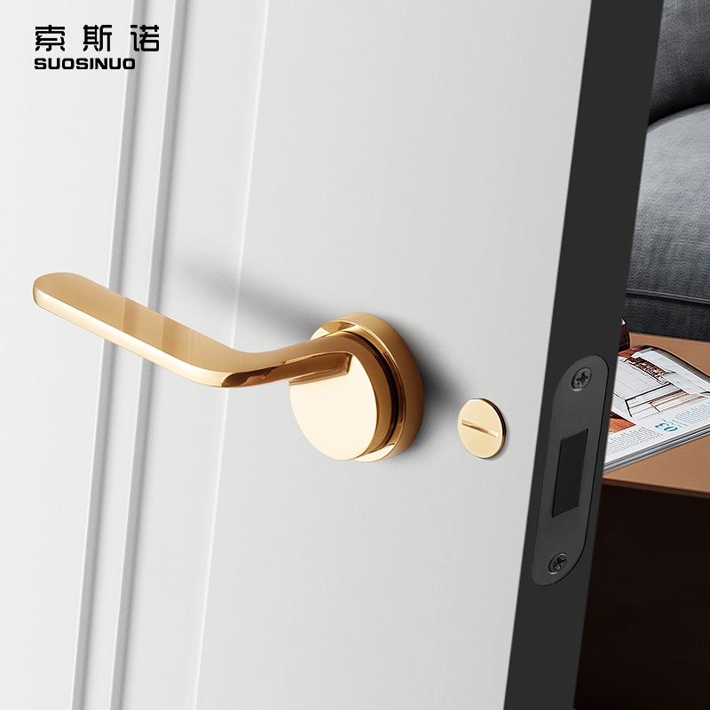 SosnoNordic Door Lock Indoor Silent Room Door Lock Modern Brief About Golden Door Handle Makeup Room Magnetic door lock