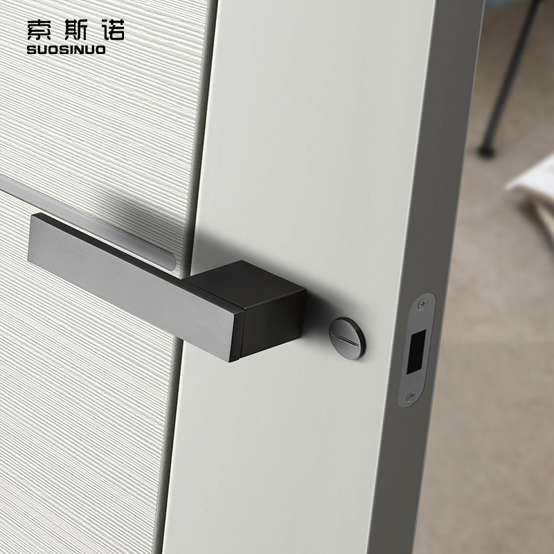 Nordic Door Lock Indoor Bedroom Mute Room Door Lock Modern Simple Door Handle Home Grey Black Magnetic Suction Two-piece Lock