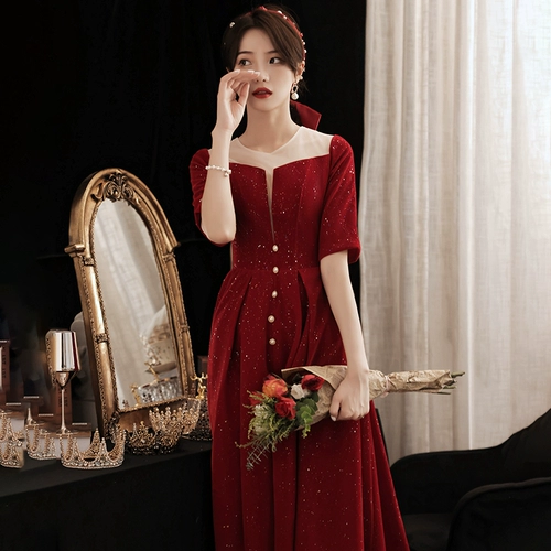 Осеннее вечернее платье, длинное свадебное платье для невесты, подходит для подростков, средней длины