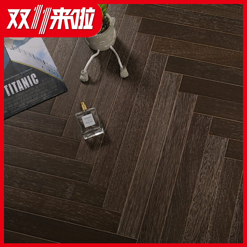 Export art aesthetics wind longan log herringbone solid wood floor lock floor heating environmental protection household keel-free