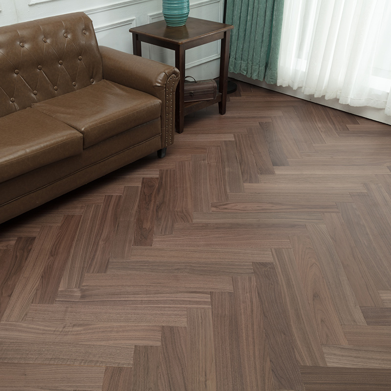 North American Black Walnuts Triple Solid Wood Herringbone Fish Bone Parquet Floor Geothermal Environmental Protection 15mm Bedroom Light Lavish
