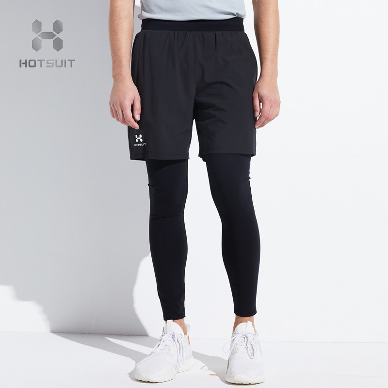 HOTSUIT men's shorts leggings fake two-piece gym training sports running elastic leggings quick-drying trousers
