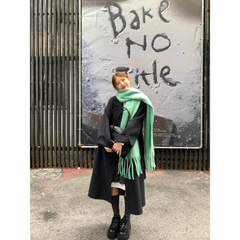 Whystudio minimalist high-quality old money style double-sided wool coat for women winter lace-up long woolen coat