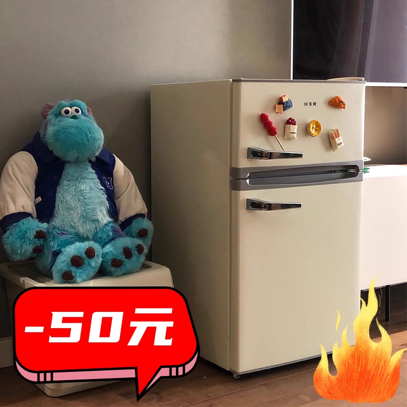 European retro Xiaoice box double door refrigerated frozen household small energy saving power saving mini net red high value mute