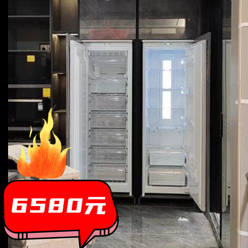 Pair open door embedded refrigerator integral cupboard embedded with custom-made invisible mosaic integrated double system frequency conversion air-cooled large capacity