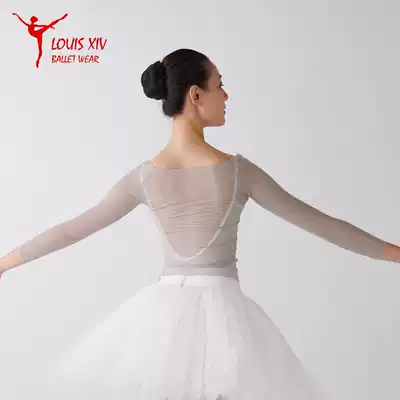 LOUIS XIV exclusive custom mesh mid-sleeve low collar single-layer ballet base shirt thin stealth mesh top