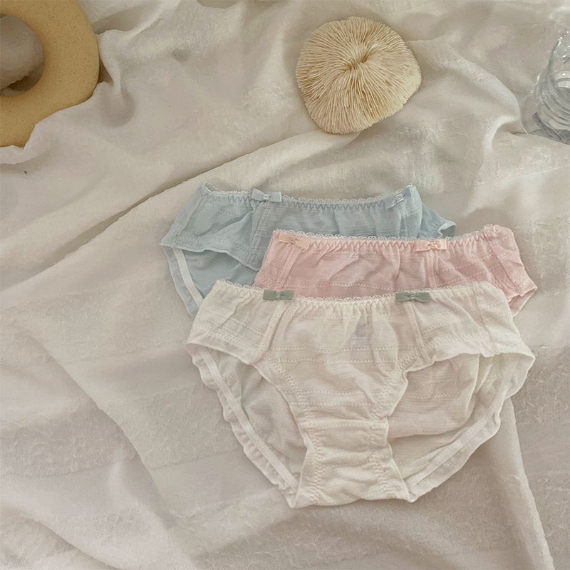 Cute summer cotton briefs Japanese bow low waist underwear sweet soft cute girl solid color safety pants