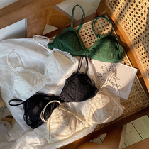 Summer French lace sexy thin underwear small chest triangle cup bra underwear big chest small bra women