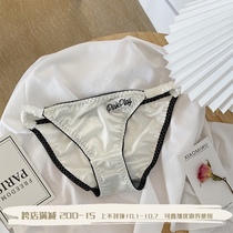 European and American sexy breifs ice silk satin embroidery low waist womens underwear silk fashion letter slippery bottoms