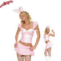 5-piece Pink Bunny Costumes Role Playing Clothing Exotic PVC