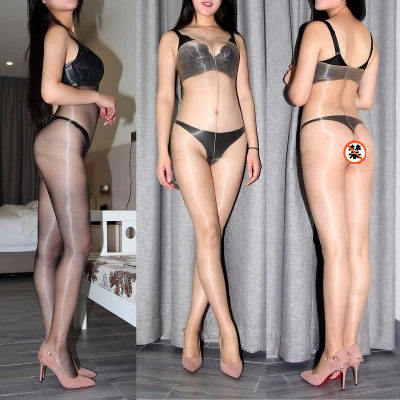 Ultra thin 1D oil bright socks Flash Sexy Full Body Spice Beauty Leg Socks Slick Grease Gloss Oil Bright Open Crotch Free Silk Stockings 