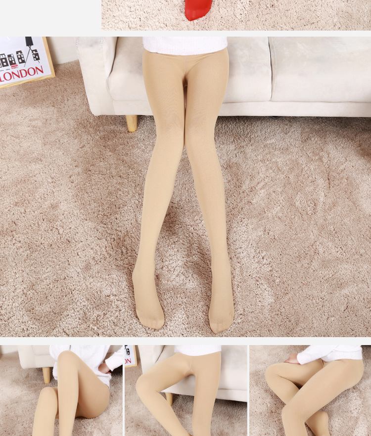 Thu đông 2018 cộng với quần legging nhung mỏng chải chuốt ấm áp bước chân quần quần đen một mảnh gợi cảm quần tất lót lông màu da