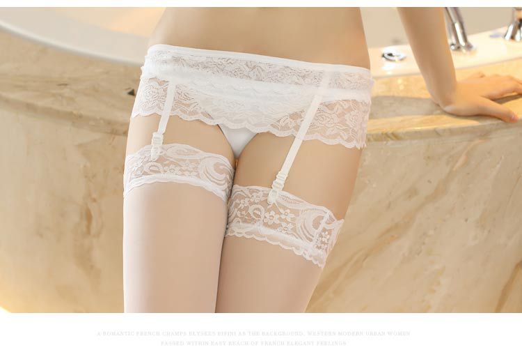 Sexy ren garter cám dỗ đồ lót sexy đàn hồi cao hai lớp hoang dã dài màu đen và trắng khóa garter quần