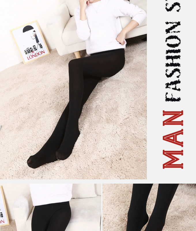 Thu đông 2018 cộng với quần legging nhung mỏng chải chuốt ấm áp bước chân quần quần đen một mảnh gợi cảm
