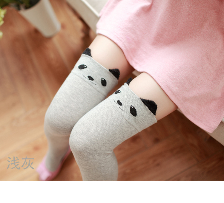 Mùa thu và mùa đông Học sinh Nhật Bản hoạt hình gấu trúc stereo tai trên đầu gối vớ cotton vớ cao vớ dày tất nữ