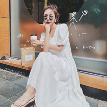 Pregnant summer dress 2021 new fashion hot mom fashion loose white V-neck long dress pregnant summer short sleeve