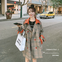 Gestational woman short coat 2020 Chauma net red coat Korean version loose with little less than a plaid wind suit fall