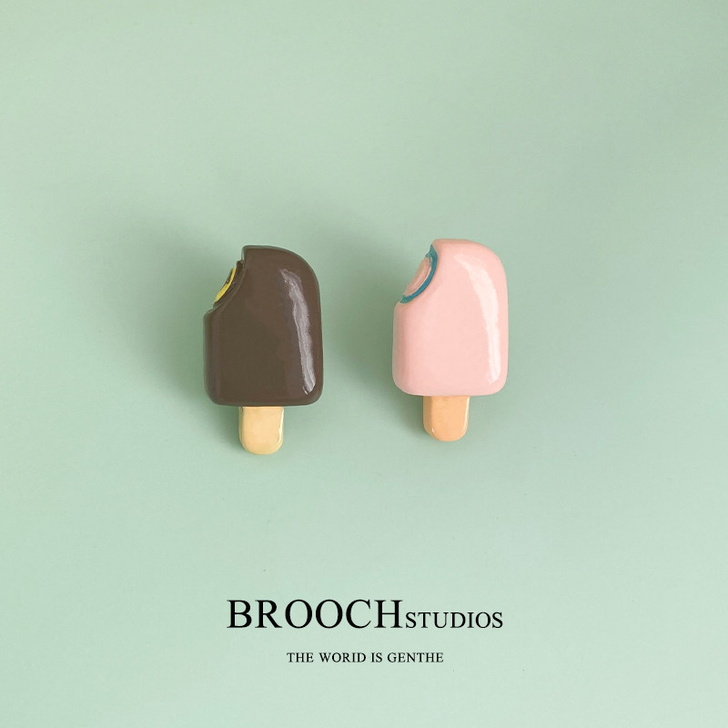 Summer anti-light buckle pin girl small fresh imitation ice cream brooch badge bag clothes buckle pin simple Joker