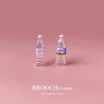 Drink more water Oh a bottle of mineral water brooch 3D simulation Evian mineral water badge cute mini student accessories