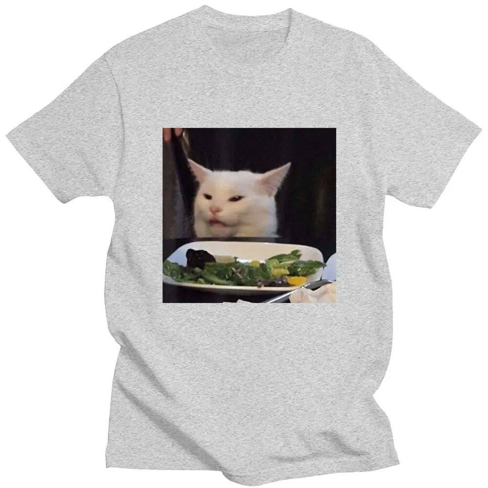 电竞t恤 dinner table cat meme t shirt funny internet yelling confuse 3