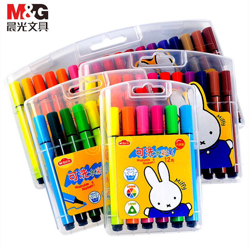 Chenguang Mifei painting watercolor pen 12 color 24 color 36 color children washable large capacity triangle bar watercolor pen kindergarten primary school students with 48 color graffiti painting brush