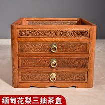 Solid wood Pu-erh box Myanmar flowers pear wood tea cake box drawer-type tea box Tea-box tea table tea table tea cake containing box