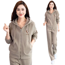 2024 new winter womens cardigan hooded sweatshirt sportswear two-piece set plus velvet thickened warm casual suit