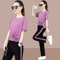 Summer 2024 new suit womens fashion Korean style wide-leg pants to reduce age and slim down casual sportswear two-piece set
