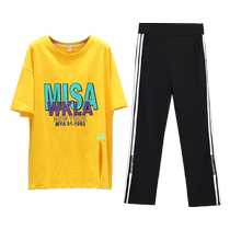 Fat Sister Fashion Casual Suit Summer New 2024 Large Size Womens Clothes Covering Flesh and Slimming T-shirt Boot-Up Pants Two-piece Set