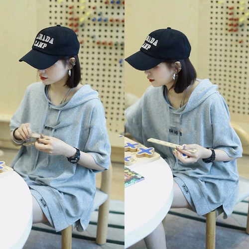 Нарукавники для отдыха, комплект, летняя толстовка с капюшоном, универсальный спортивный костюм, шорты, короткий рукав, в западном стиле