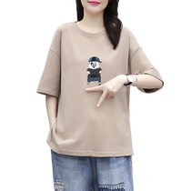 2024 new summer jeans loose short-sleeved T-shirt womens versatile casual fashion large size two-piece suit