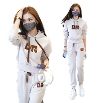 Casual sports suit for women 2024 spring and autumn new fashion style age-reducing hooded sweatshirt sweatpants sportswear two-piece set