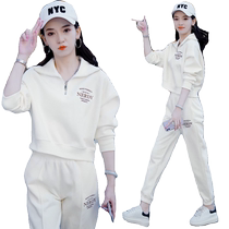 Fashion sweatshirt womens casual suit 2024 new style foreign style top versatile leggings sweatpants two-piece set