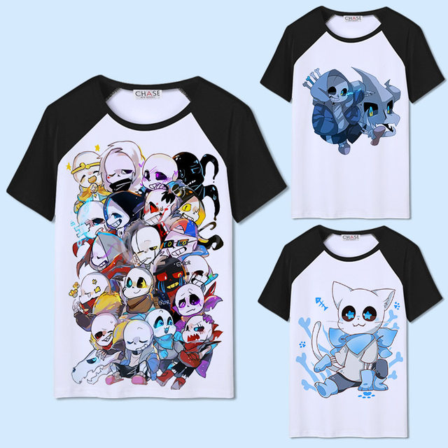 Two-dimensional cartoon anime undertale T-shirt men's short-sleeved sans skeleton brothers game peripherals