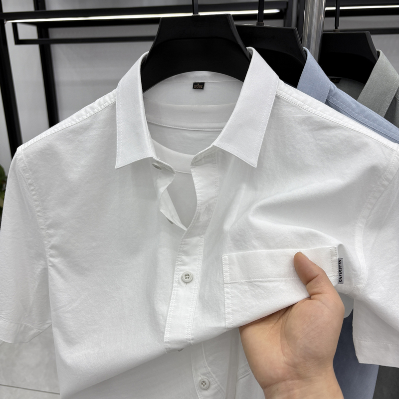 Summer Business Tommy Pure Cotton Short-Sleeved Shirt for Men, Oxford Fabric, Wear-Resistant, High-End Shirt for Young and Middle-Aged Men, Suitable for Outerwear Summer Business Tommy Pure Cotton Short-Sleeved Shirt for Men, Oxford Fabric, Wear-Resistant, High-End Shirt for Young and Middle-Aged Men, Suitable for Outerwear