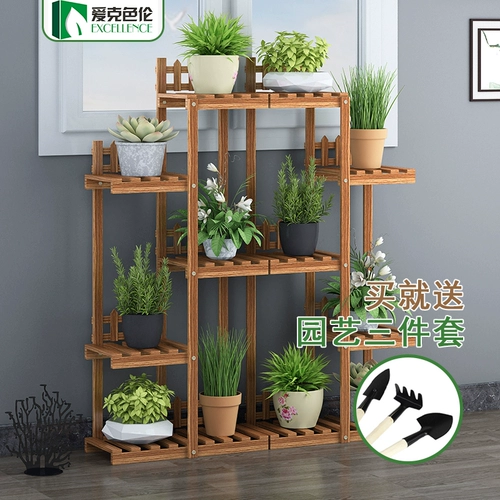 Цветочная стойка твердая древесина анти -коррозионная комната провинция Пространство наружные балконы растения устанавливают материалы