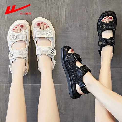 Warrior, сандалии, летняя обувь, нескользящие спортивные модные пляжные слайдеры, в стиле Шанель, мягкая подошва