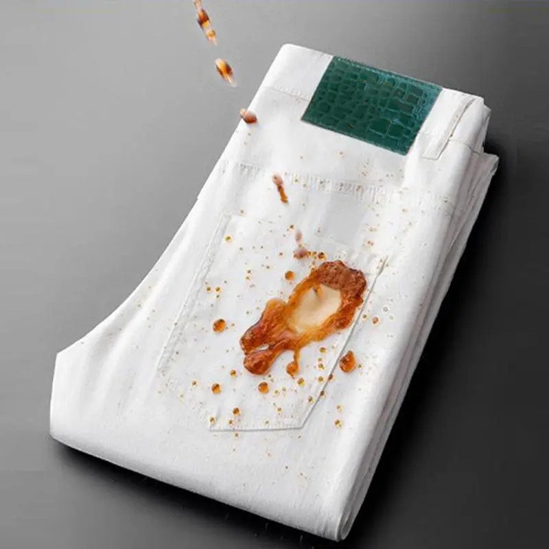 Three-Proof, Anti-Fading, High-End Men's Denim American-Style New Jeans, Slim Fit, Small Straight Leg, White Trendy Jeans
