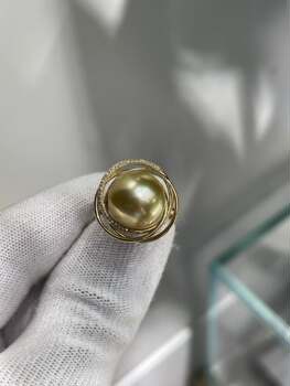 Classic star ring 12.98mm thick gold bead ring 18k natural diamond inlaid