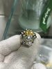 Wild seedless keshi multi-bead ring, about 4 7mm points, 18k natural diamonds