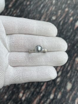 Silver bright 8.68mm tahitian platinum gray ring shot in natural light