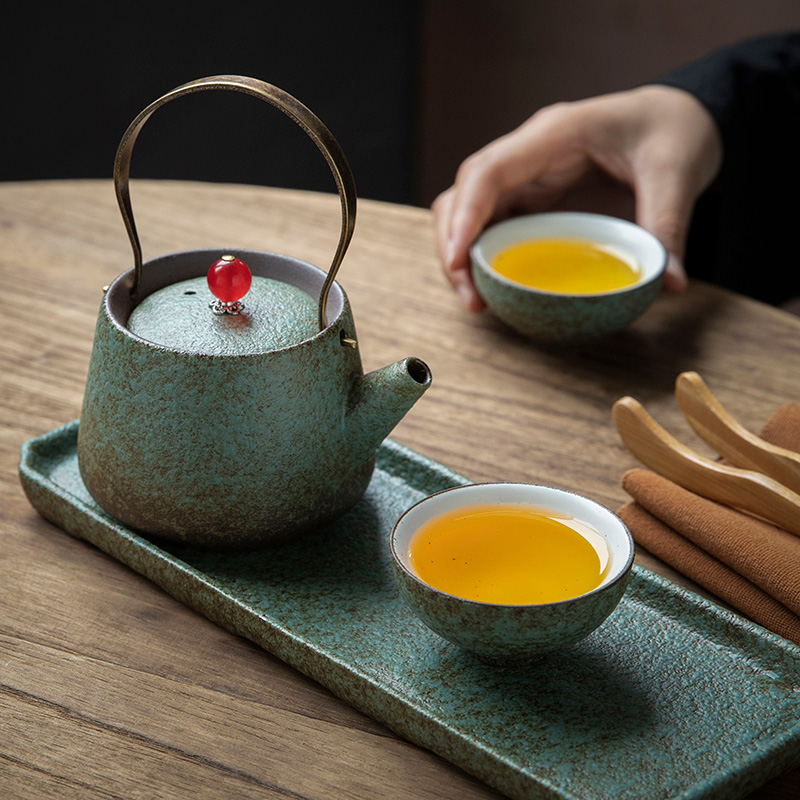 Day Style Coarse Pottery Teapot Sets travel Gongfu tea with one pot of two glasses of brief portable ceramic tea tea cup