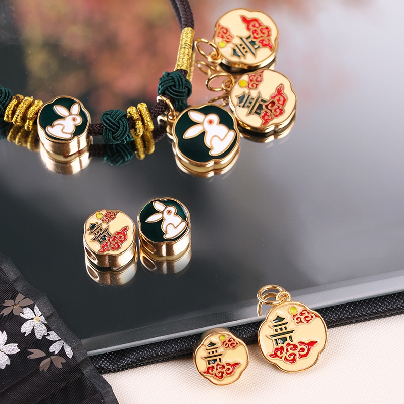 Middle Autumn Small Moon Rabbit Broad Cold Palace Metal Gold Plated Ornament Accessories Handmade Necklace Pendant Accessories Handmade Diy Material