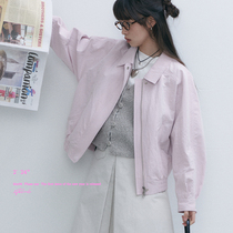 One side two épisodes of Roasted Milk Color Romantic Cherry Blossom Pink clean Style Wrinkle Casual Jacket