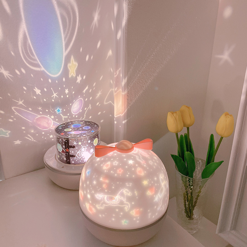 Stunner girl dream multi-function starry sky projection light led rainbow starlight rotating night light Valentine's Day gift