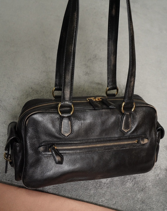 【Welcome to Compare Horizontally and Vertically】Color-Washed and Distressed Pocket Nappa Motorcycle Bag, Imported Materials, Complete Range of Styles